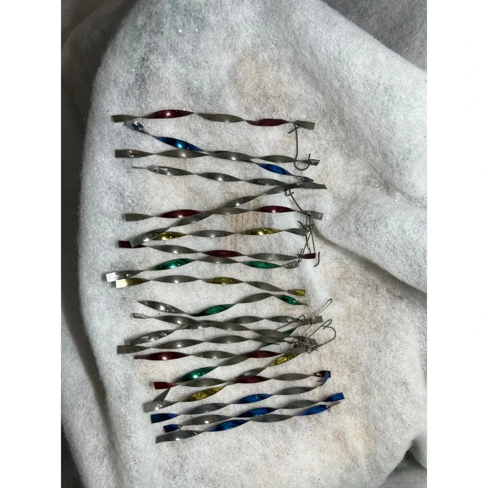 VTG Tinsel Twirler Ornaments Set of 21 Metallic Spiral Christmas Tree Decoration